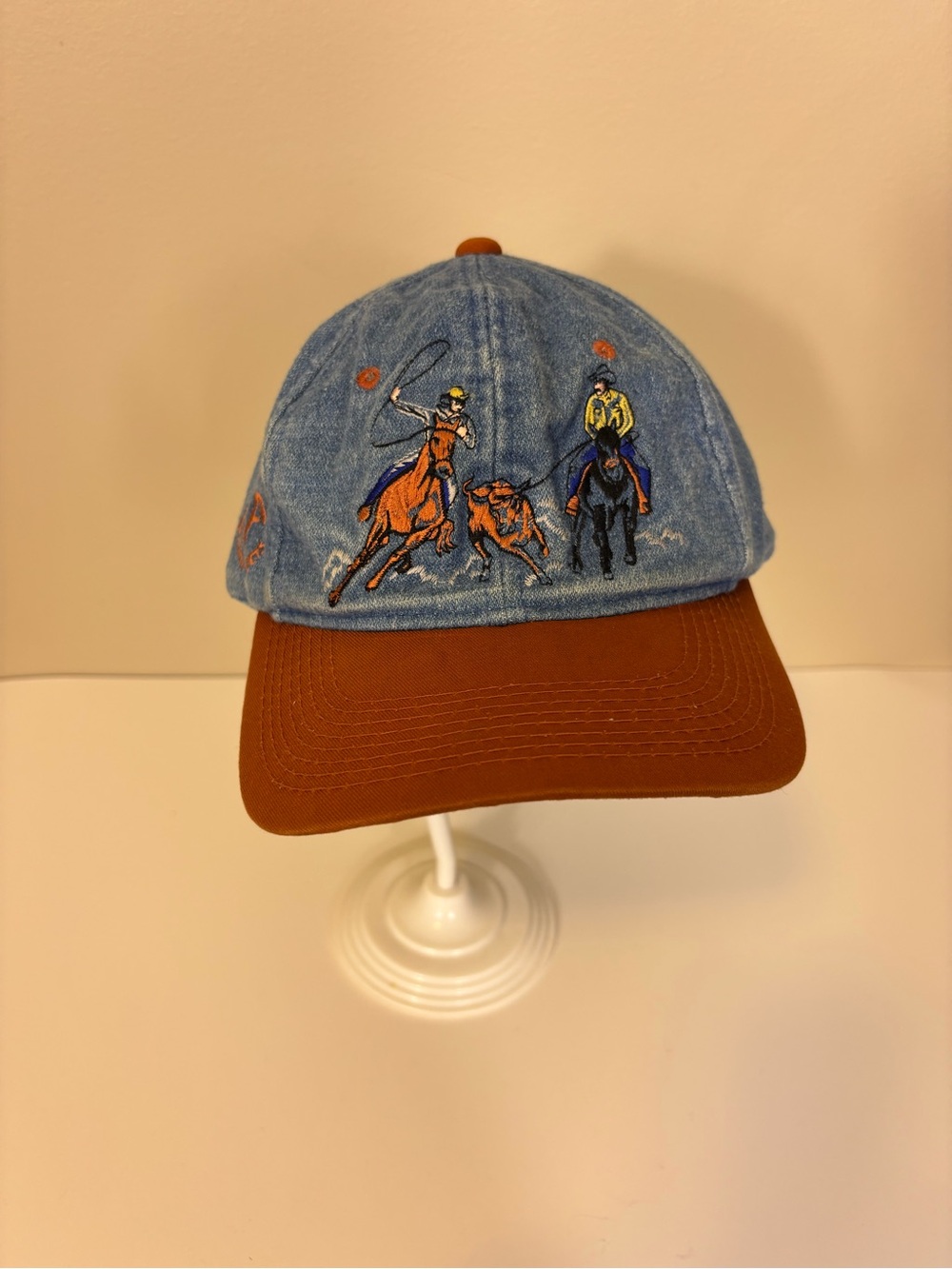 Vintage M&F Western Products Team Roper Denim Rodeo Cowboy Hat